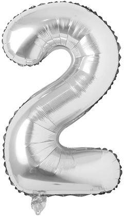 Obrazek z Maxi balon 100 cm srebrna cyfra -  cyfra 2