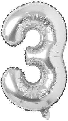 Obrazek z Maxi balon 100 cm srebrna cyfra -  cyfra 3