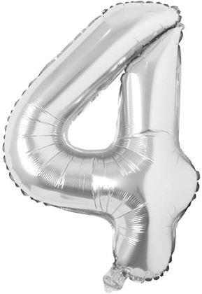 Obrazek z Maxi balon 100 cm srebrna cyfra -  cyfra 4