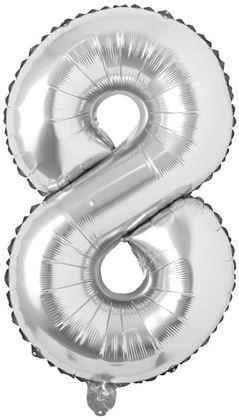 Obrazek z Maxi balon 100 cm srebrna cyfra -  cyfra 8