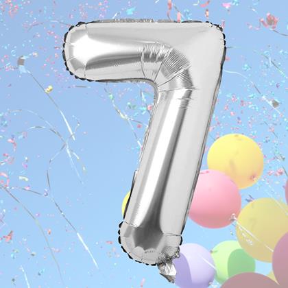 Obrazek z Maxi balon 100 cm srebrna cyfra -  cyfra 7