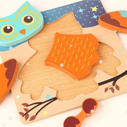 Obrazek z Drewniane puzzle dla najmniejszych  -  sowa