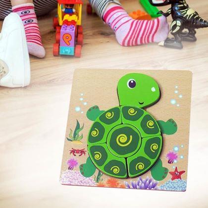 Obrazek z Drewniane puzzle dla najmniejszych  -  żółwik