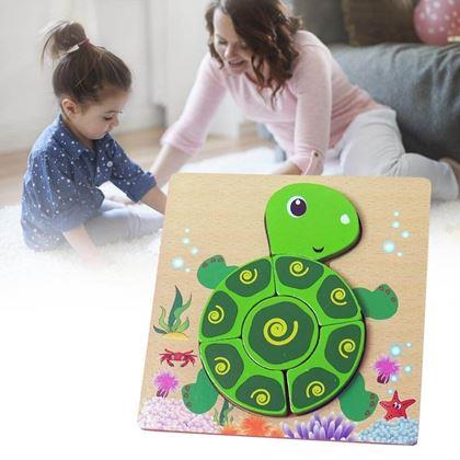 Obrazek z Drewniane puzzle dla najmniejszych  -  żółwik