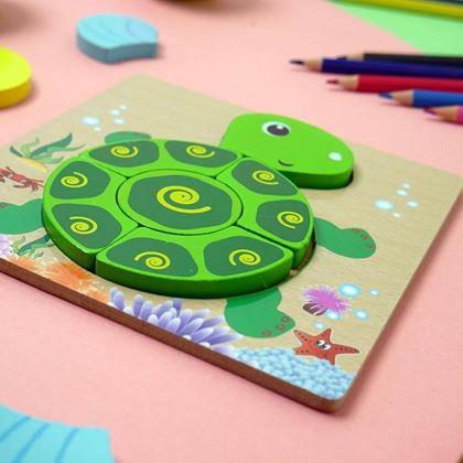 Obrazek z Drewniane puzzle dla najmniejszych  -  żółwik