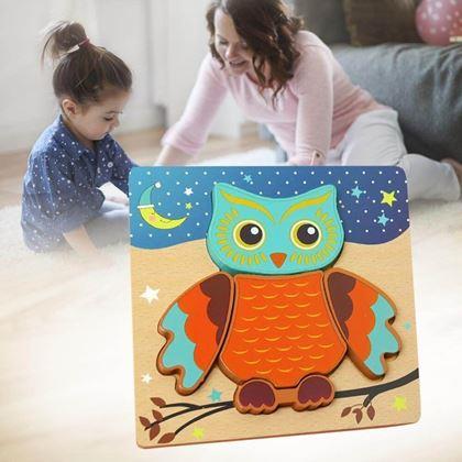 Obrazek z Drewniane puzzle dla najmniejszych  -  sowa