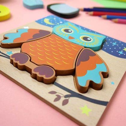 Obrazek z Drewniane puzzle dla najmniejszych  -  sowa