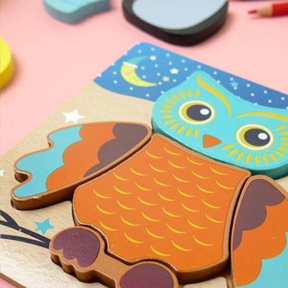 Obrazek z Drewniane puzzle dla najmniejszych  -  sowa