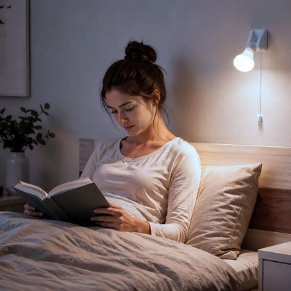 Obrazek z Ścienna lampka LED do łóżka z wyłącznikiem na sznurek