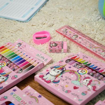 Obrazek z Zestaw szkolnych artykułów dla dzieci 35 szt  -  jednorożce