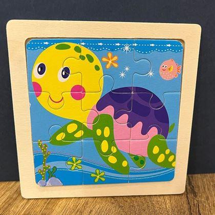 Obrazek z Drewniane puzzle dla dzieci - żółw