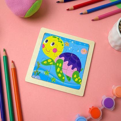 Obrazek z Drewniane puzzle dla dzieci - żółw