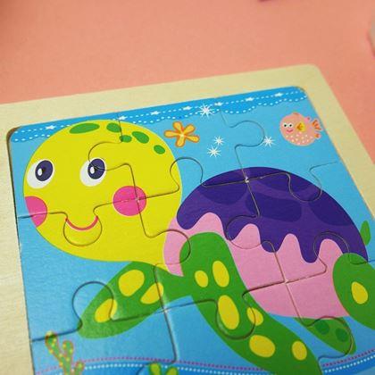 Obrazek z Drewniane puzzle dla dzieci - żółw