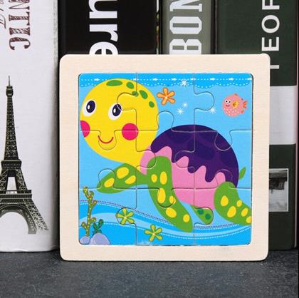 Obrazek z Drewniane puzzle dla dzieci - żółw