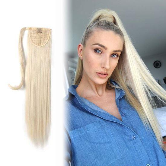 Obrazek z Doczepiana kitka do włosów - jasny blond