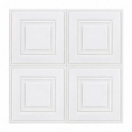Obrazek z 3D kasetonowa okładzina ścienna, 70x70 cm - biała