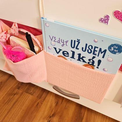Obrazek z Muślinowa kieszeń na łóżeczko  -  różowe