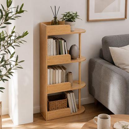 Obraz Drewniana wąska biblioteczka/regal, jasne drewno, 49,3 x 23,8 x 102,6 cm