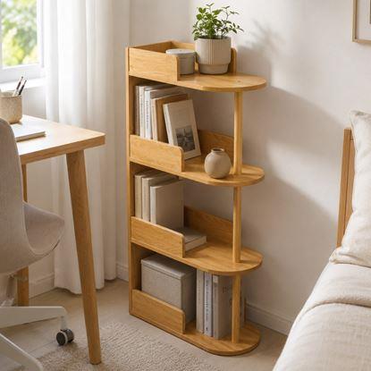 Obraz Drewniana wąska biblioteczka/regal, jasne drewno, 49,3 x 23,8 x 102,6 cm