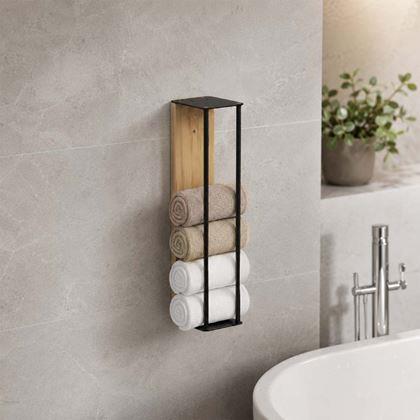 Obrazek z Wieszak ścienny na ręczniki drewno/metal 40 cm