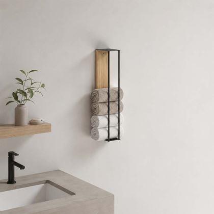 Obrazek z Wieszak ścienny na ręczniki drewno/metal 40 cm