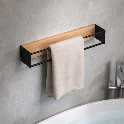 Obrazek z Wieszak ścienny na ręczniki drewno/metal 40 cm