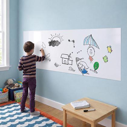 Obrazek z Biała tablica/folia do pisania i przyklejania z ściereczką i markerem, 200x45 cm