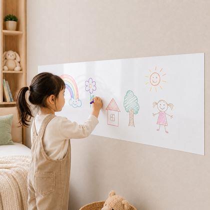 Obrazek z Biała tablica/folia do pisania z ściereczką i markerem, 200x45 cm
