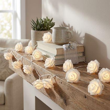 Obrazek z LED łańcuch świetlny na baterie z różami – 20 kwiatów