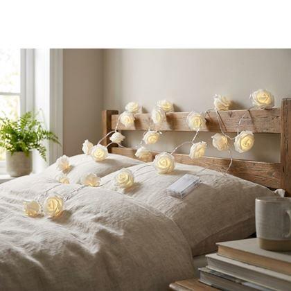 Obrazek z LED łańcuch świetlny na baterie z różami – 20 kwiatów