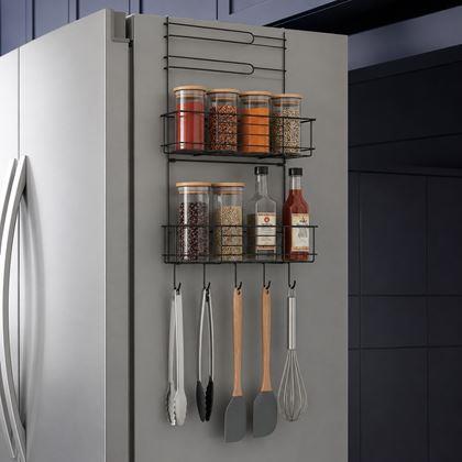 Obrazek z Czarny metalowy organizer na lodówkę