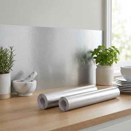 Obrazek z Samoprzylepna metaliczna tapeta, 60 cm x 2 m – Srebrna