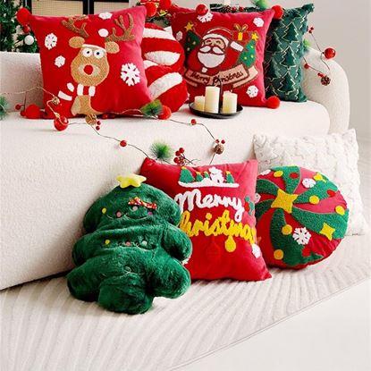 Obraz Świąteczna aksamitna poduszka w kształcie choinki